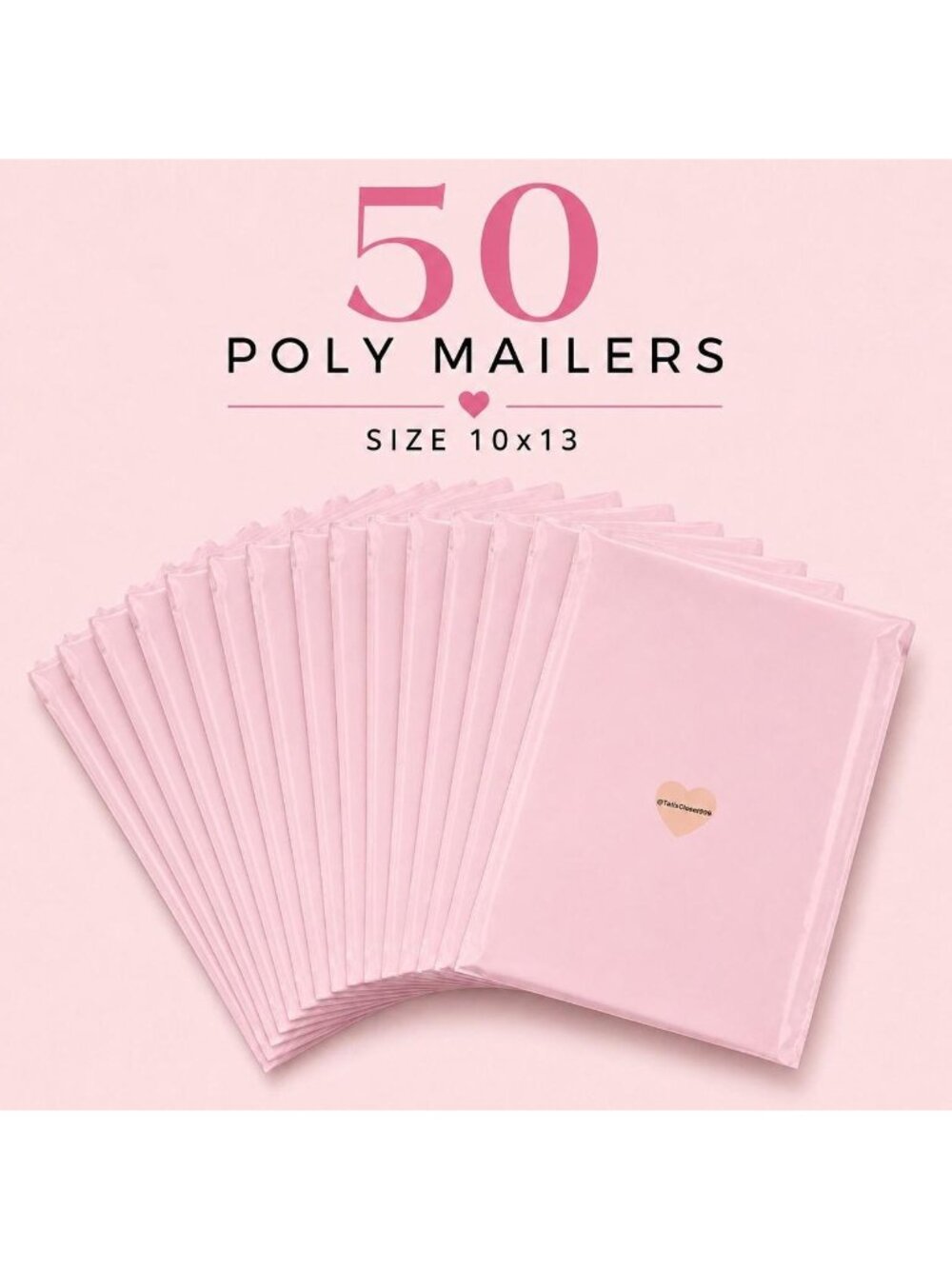 50 Pink Poly Mailers Size 10x13